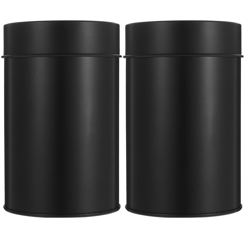 SWETRACE Small Metal Container Tea Canister Tinplate Black 2Pcs 4.72x2.95x2.95in