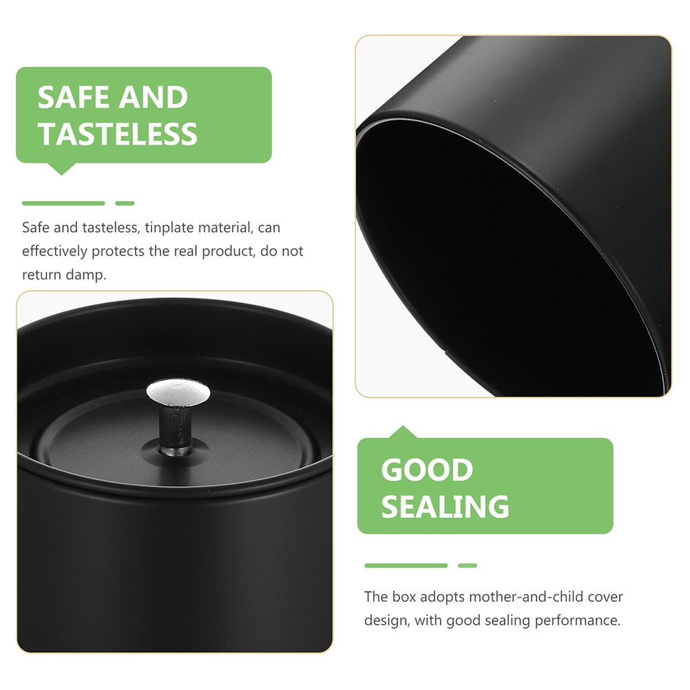 SWETRACE Small Metal Container Tea Canister Tinplate Black 2Pcs 4.72x2.95x2.95in