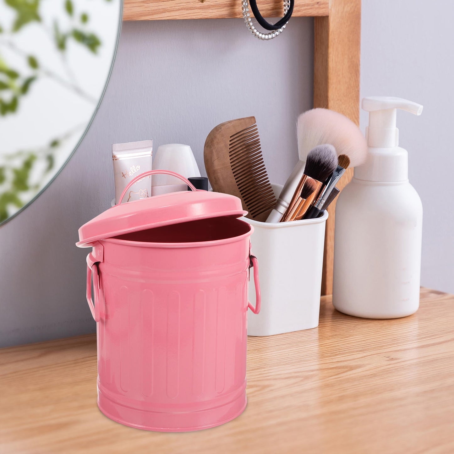 SWETRACE Small Trash Bin With Lid Pink 1Pcs