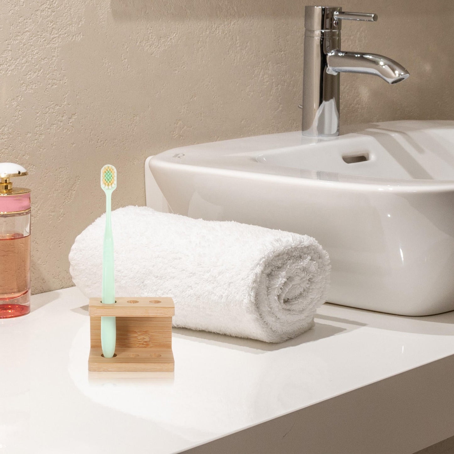 SWETRACE Tooth Brush Organizer Toothbrush Holder Khaki Bamboo 1Set