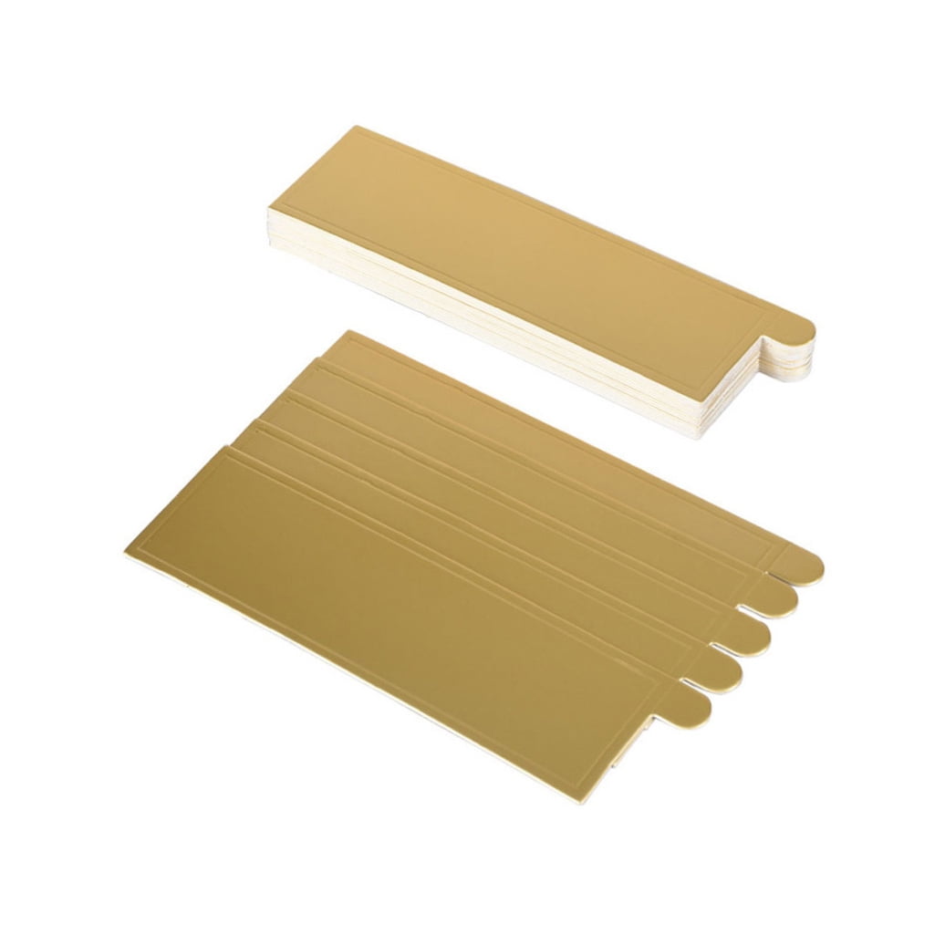 Worgeous 100Pcs Gold Rectangular Paper Cake Serving Trays with Mousse Bottom Plate Cardboard