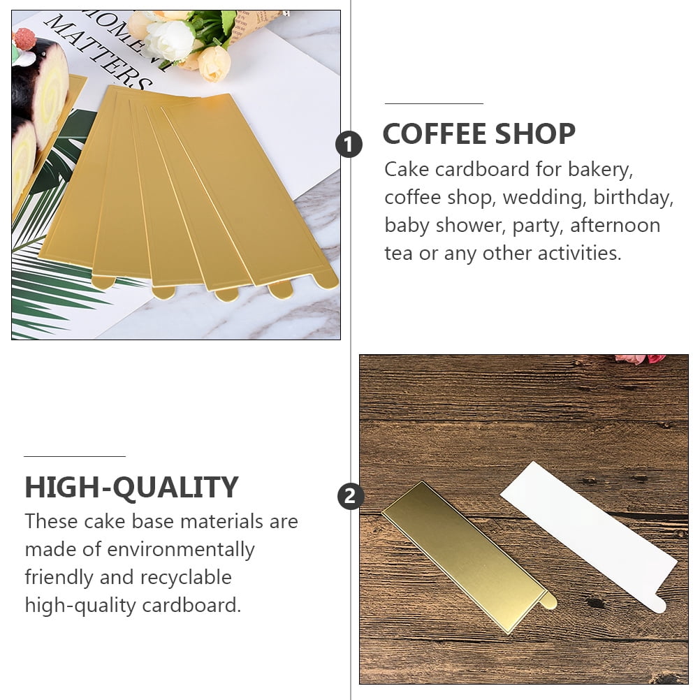 Worgeous 100Pcs Gold Rectangular Paper Cake Serving Trays with Mousse Bottom Plate Cardboard