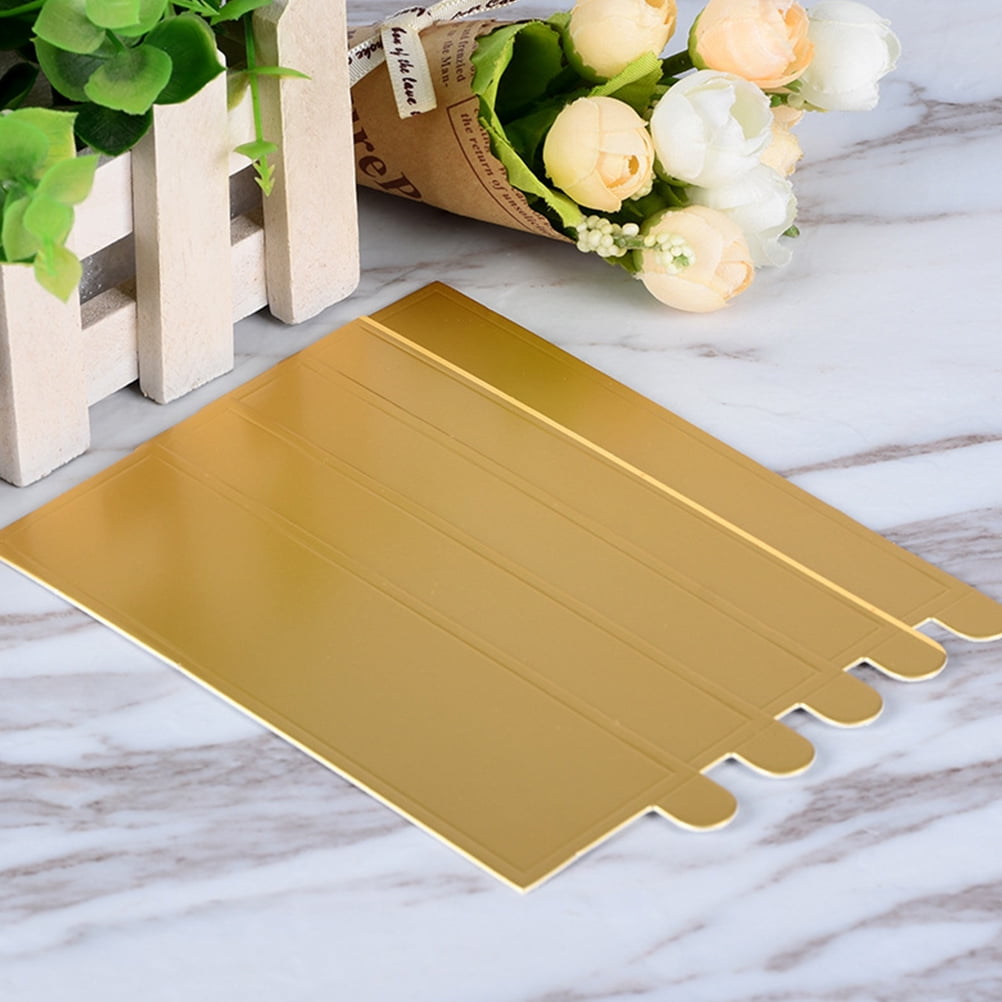 Worgeous 100Pcs Gold Rectangular Paper Cake Serving Trays with Mousse Bottom Plate Cardboard