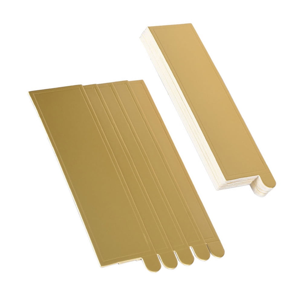 Worgeous 100Pcs Gold Rectangular Paper Cake Serving Trays with Mousse Bottom Plate Cardboard