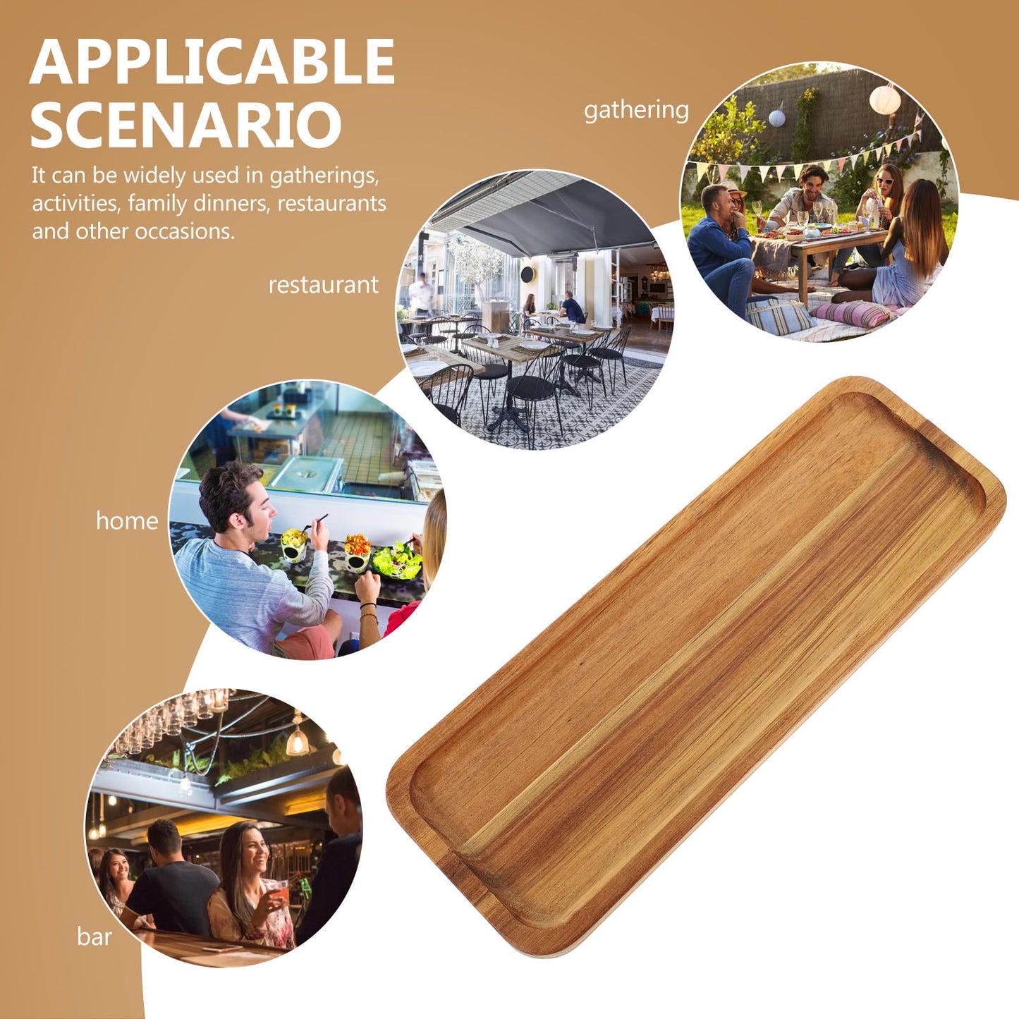 SWETRACE Food Serving Trays Wood Light Brown 1Pack