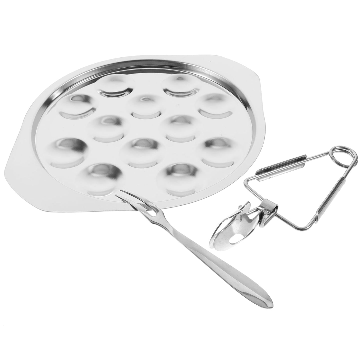 Worgeous Conch Clamp Assembly Plate Escargot Dish Snail Serving Kitchen Baking Tray Silver