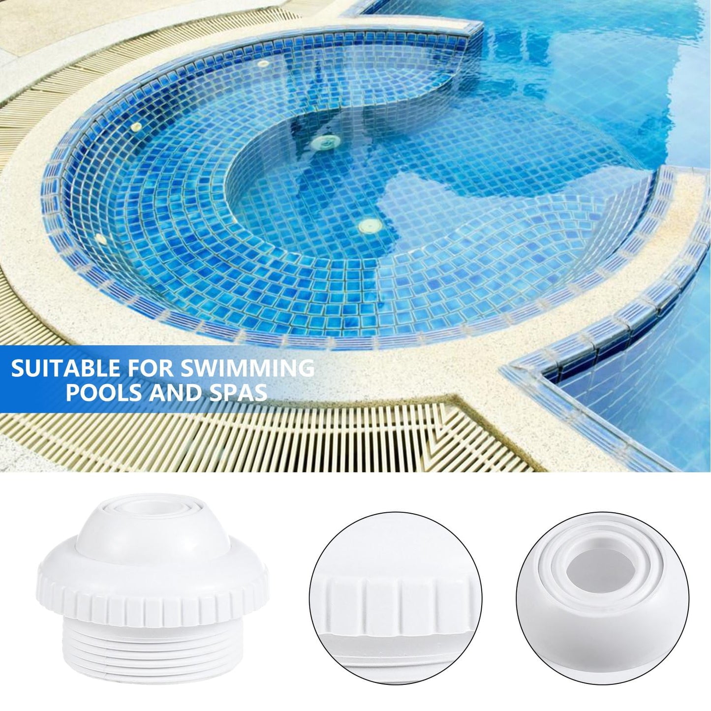 SWETRACE 1Pack Nozzle for Pool Aerator and Spa Usage in White PVC 2.4x2.4x1.6in