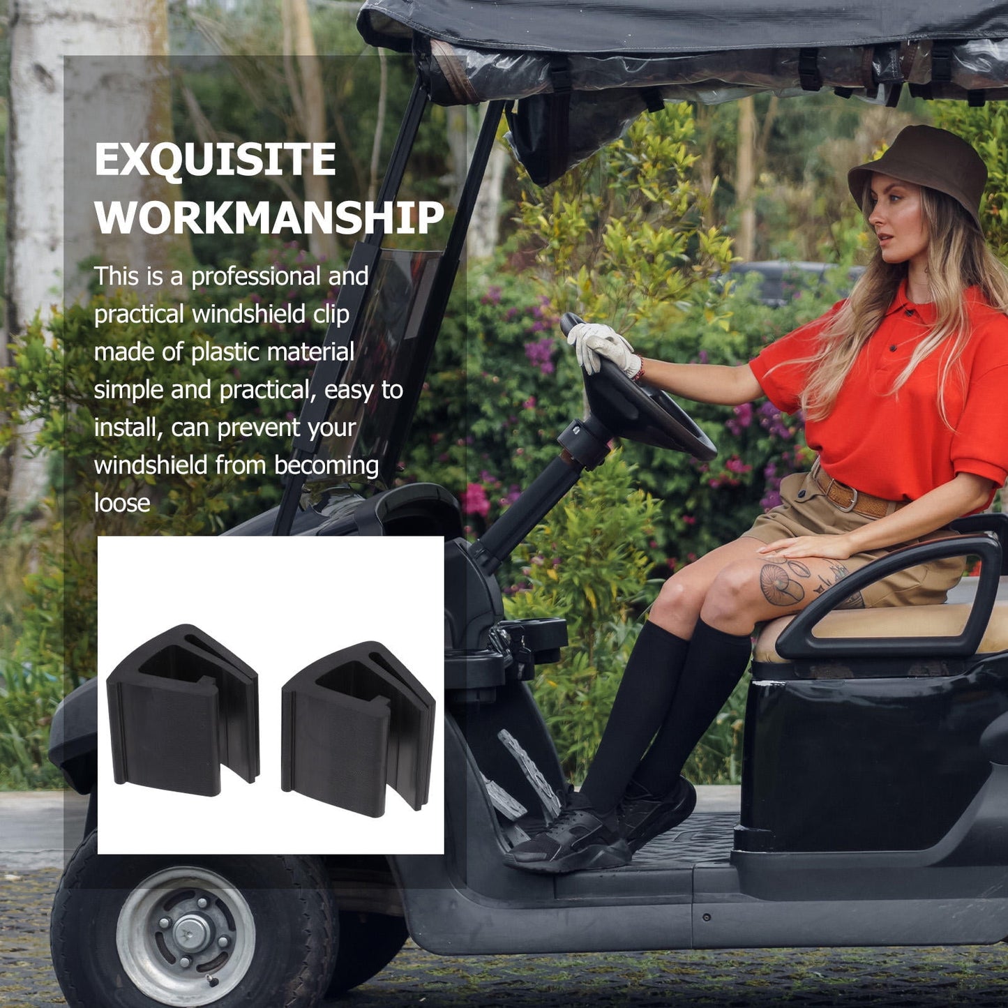SWETRACE Windshield Clamps Golf Cart Windshield Clamps 1 Pair Black
