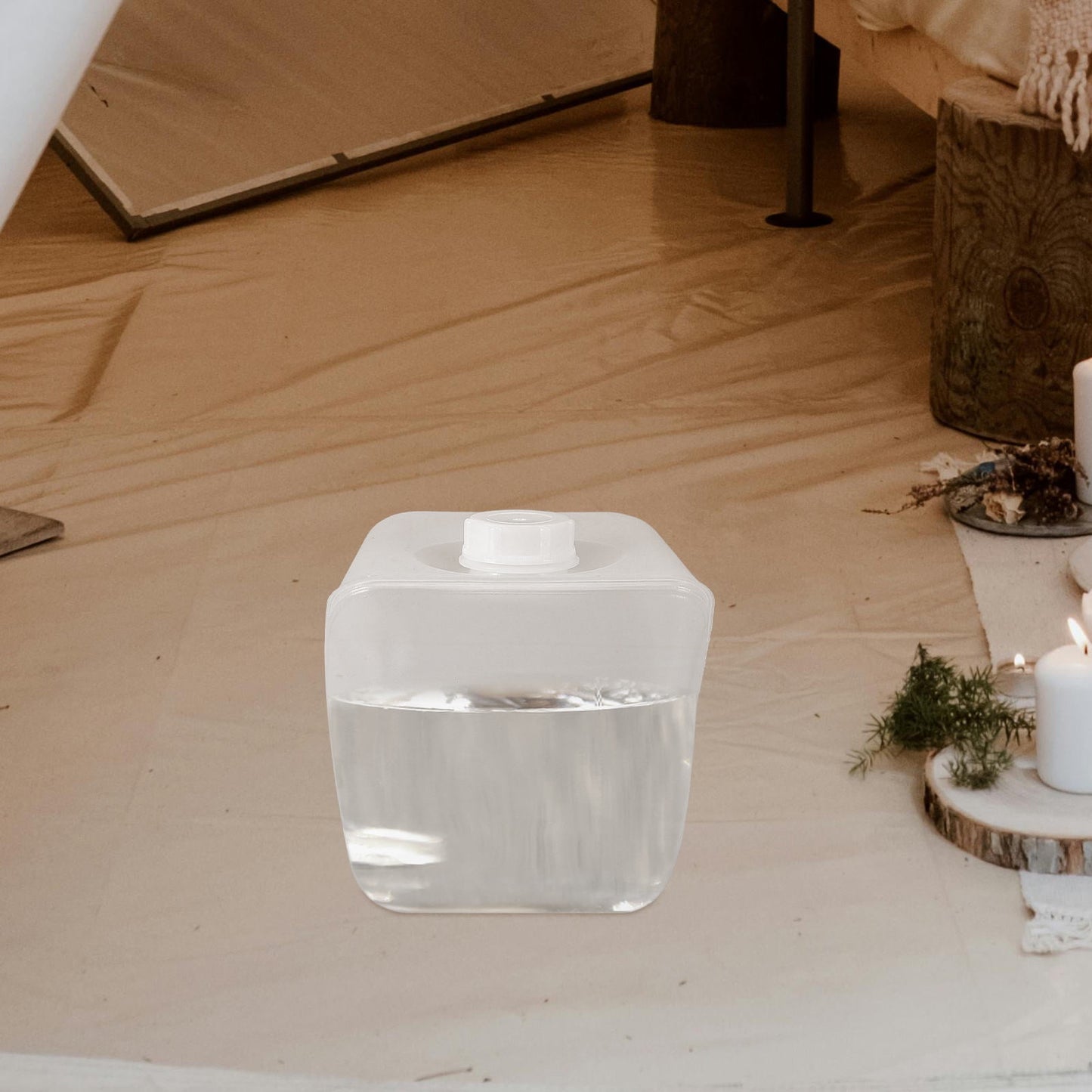 SWETRACE Collapsible Water Container with Lid Large Capacity Portable Transparent Plastic for Outdoor Use Camping and Hiking 5L
