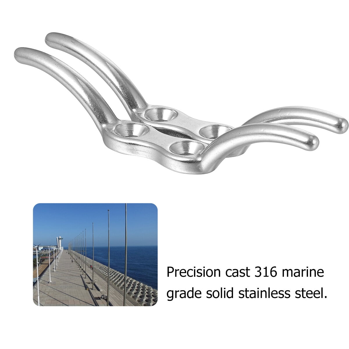 SWETRACE 2Pcs Silver Cleat for Boat Accessories Marine Latches 11Cm 4 Inches Stainless Steel