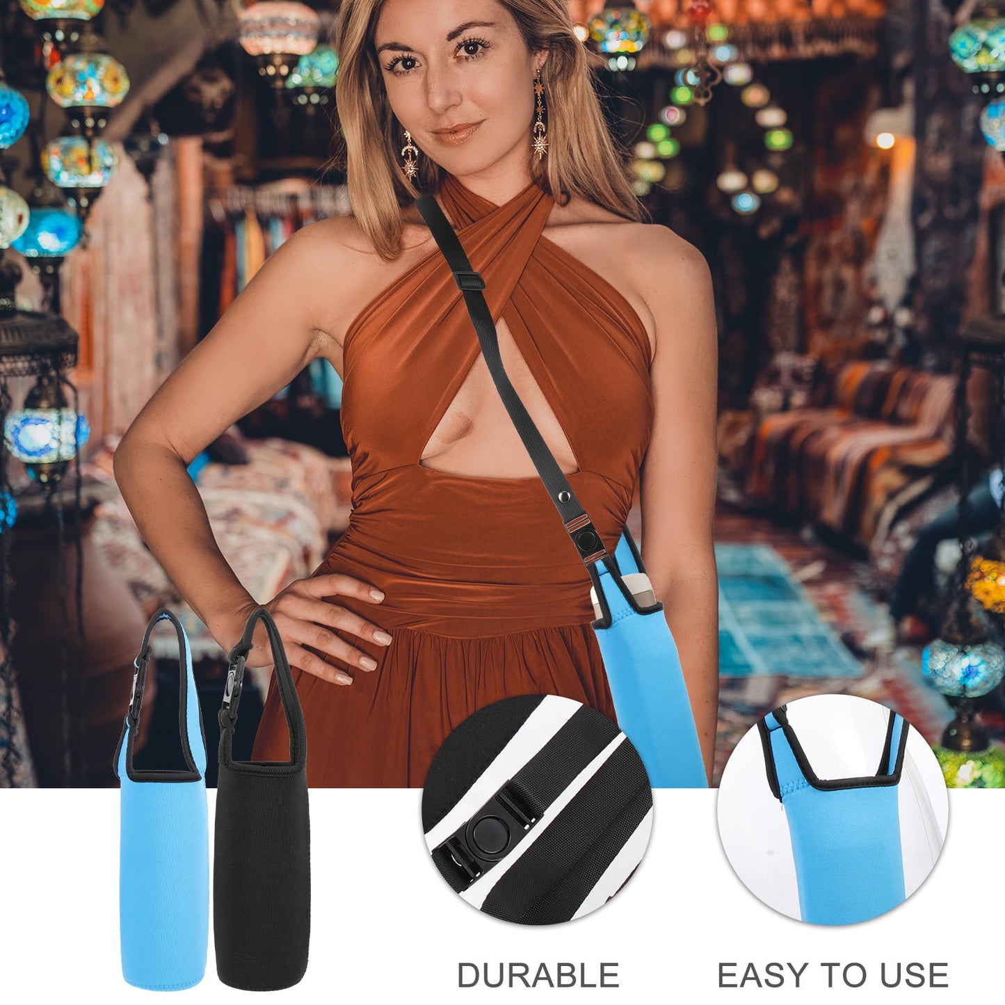 SWETRACE 2Pcs Black Water Bottle Pocket Sleeve for Insulation and Heat Retention