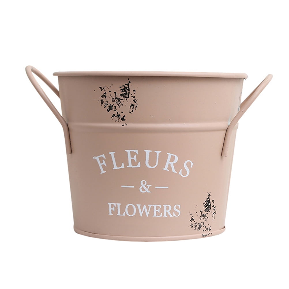 SWETRACE 1Pack Galvanized Bucket Planter in Pink for Outdoor and Indoor Decor 13X4.1In