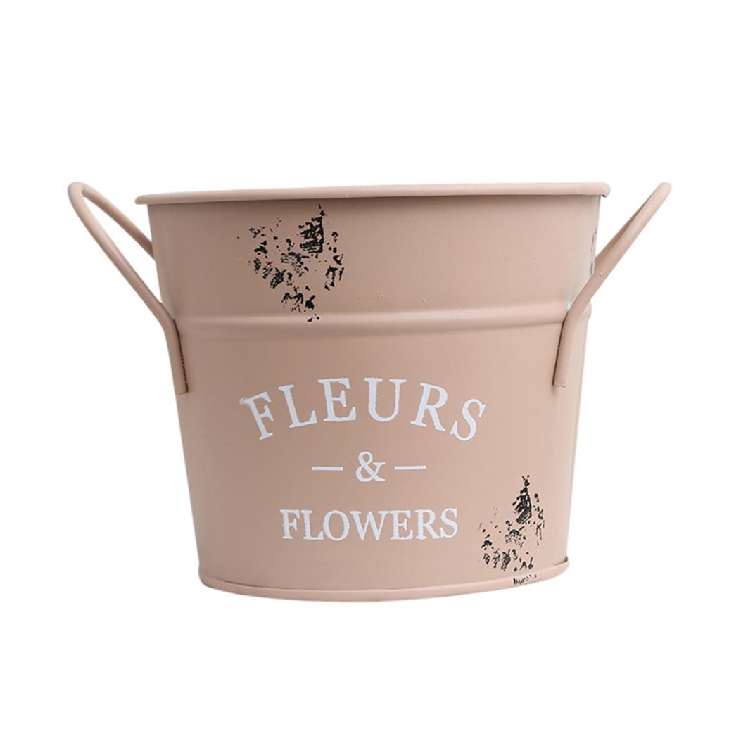 SWETRACE 1Pack Galvanized Bucket Planter in Pink for Outdoor and Indoor Decor 13X4.1In