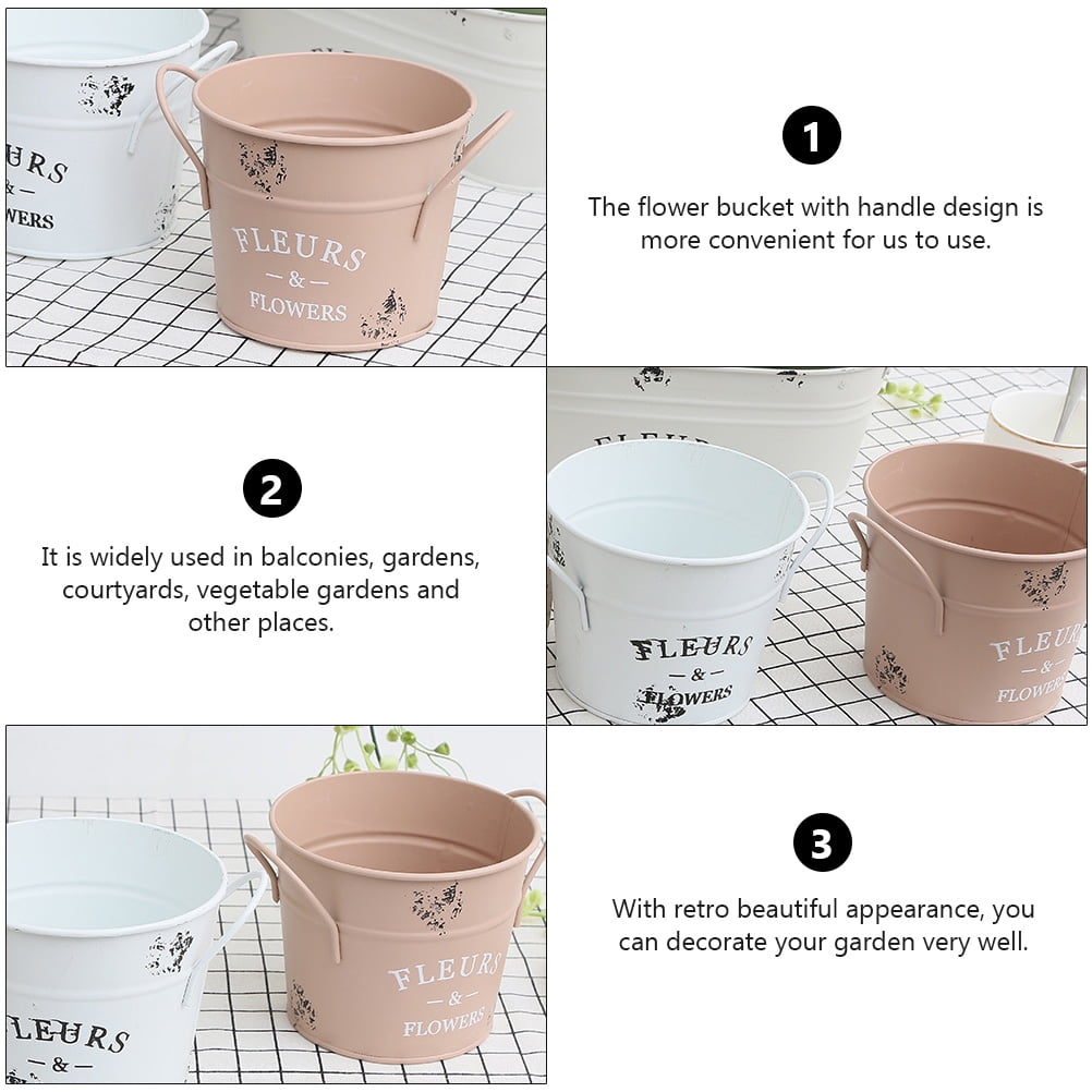 SWETRACE 1Pack Galvanized Bucket Planter in Pink for Outdoor and Indoor Decor 13X4.1In