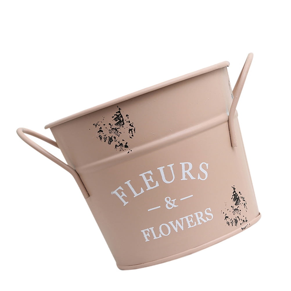 SWETRACE 1Pack Galvanized Bucket Planter in Pink for Outdoor and Indoor Decor 13X4.1In