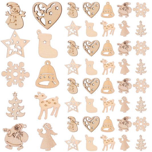 SWETRACE 100Pcs Small Wood Holiday Cutouts Unfinished Wood Slices Diy Wood Chips For Christmas Decorations