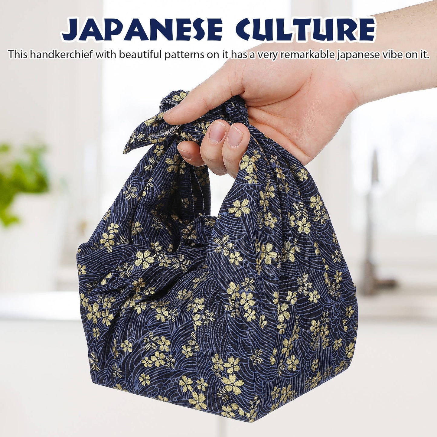 SWETRACE Square Japanese Style Wrapping Cloth Blue 1Pack 27.6x27.6in