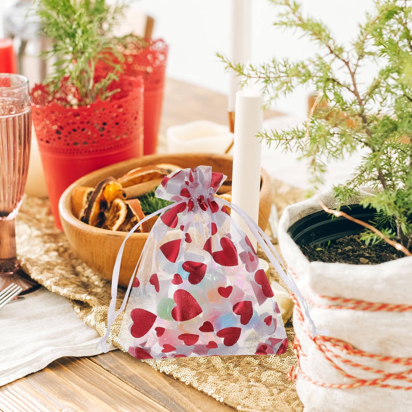 SWETRACE 25Pcs Small Goodie Bags for Valentine's Day and Wedding Treats