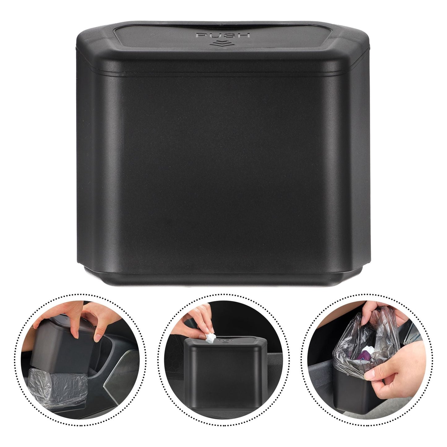 SWETRACE 1Set Trash Holder for Car Rectangular Black Plastic with for Drivers