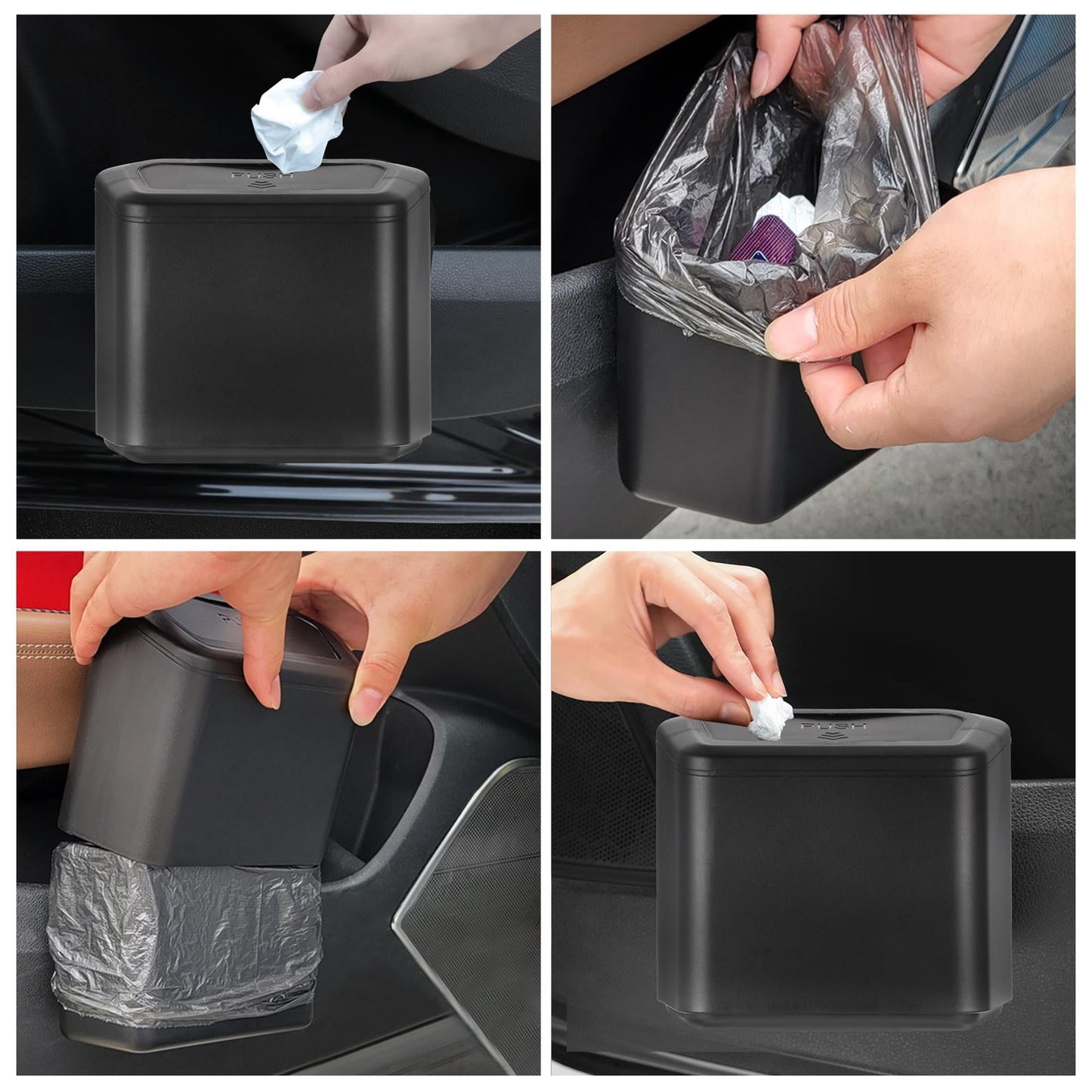 SWETRACE 1Set Trash Holder for Car Rectangular Black Plastic with for Drivers