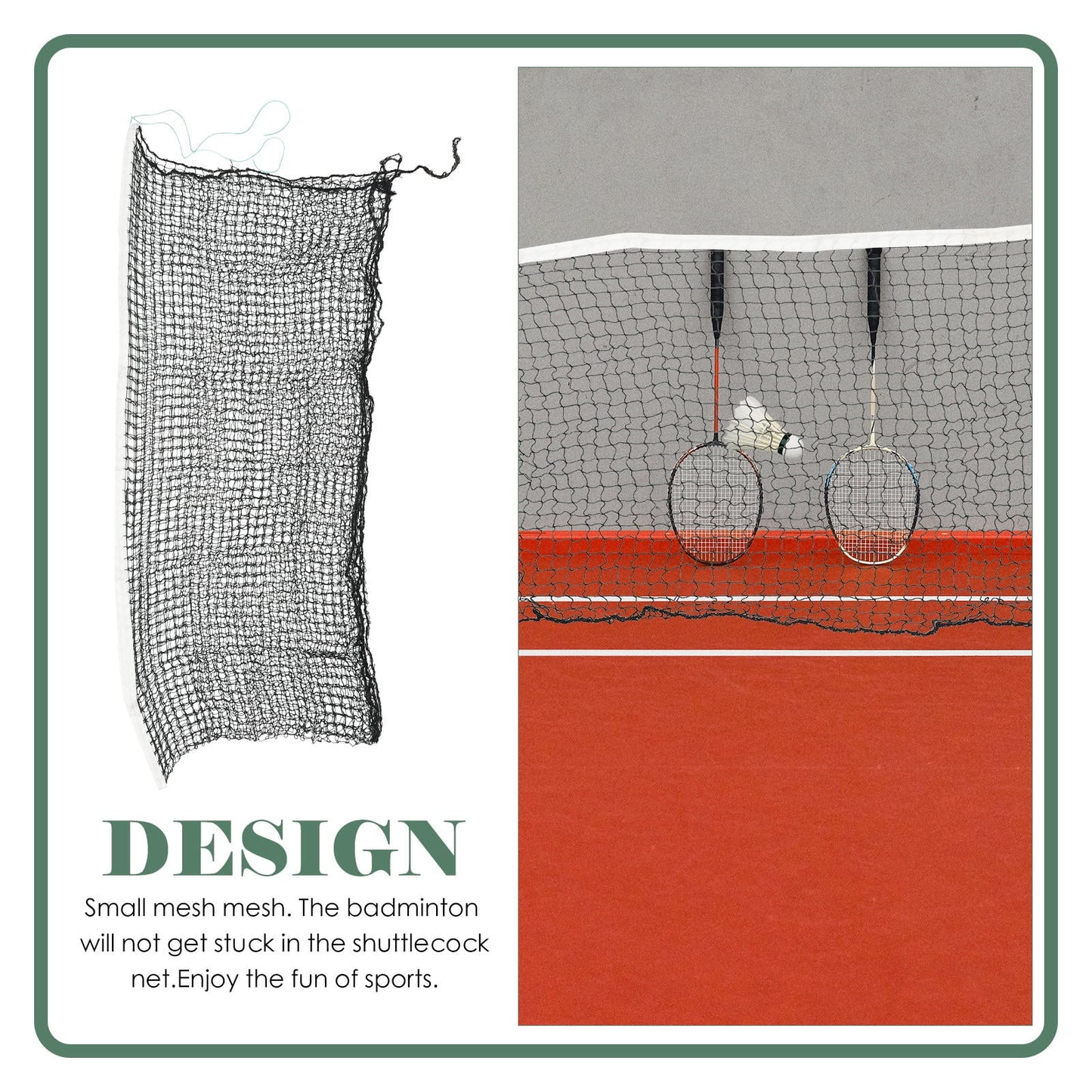 SWETRACE 1Pcs Wear Resist Badminton Net for Family and Friends Army Green Portable Volleyball Net 11 8x3 In