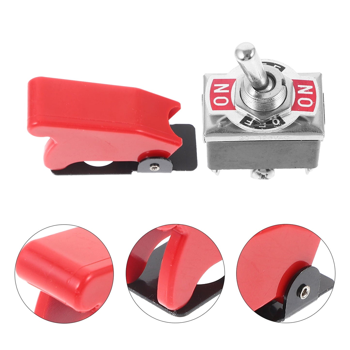 SWETRACE Red Protective Cover Switch 203A Heavy Duty Toggle Switch Metal 1 Set