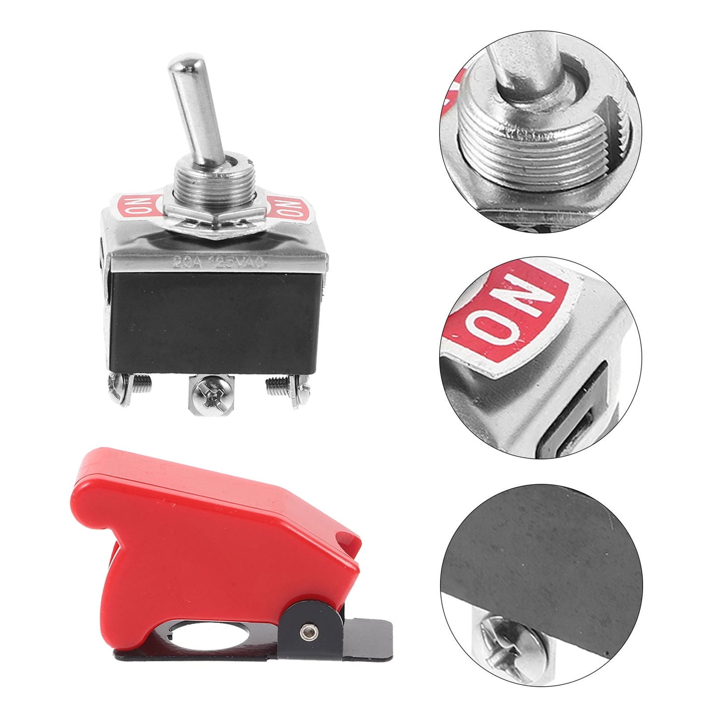 SWETRACE Red Protective Cover Switch 203A Heavy Duty Toggle Switch Metal 1 Set