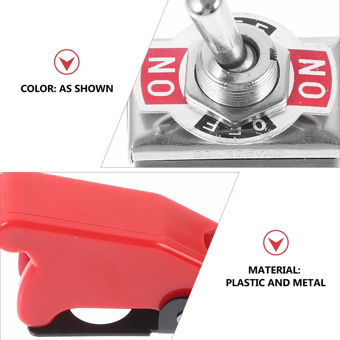 SWETRACE Red Protective Cover Switch 203A Heavy Duty Toggle Switch Metal 1 Set