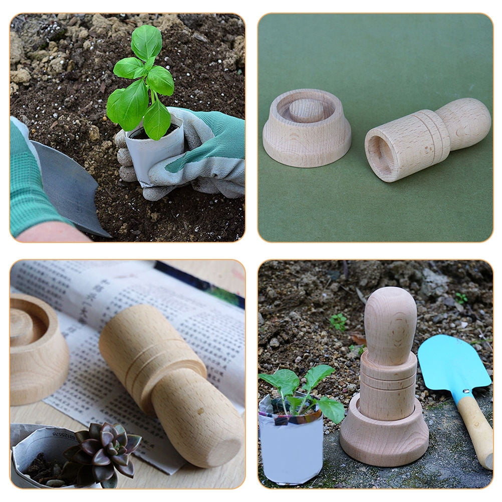 SWETRACE Wood Paper Pot Maker Seedling Cultivation Rectangular Gardening Tools 1 Set