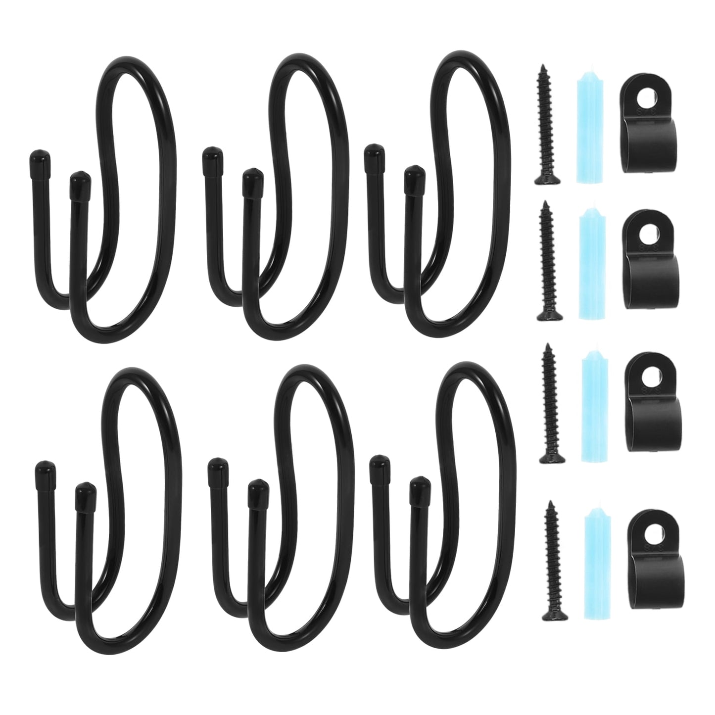 SWETRACE 6Pcs Sturdy Black Plastic Hooks for Pool Fence and Equipment 5.7x2.6x2.2in