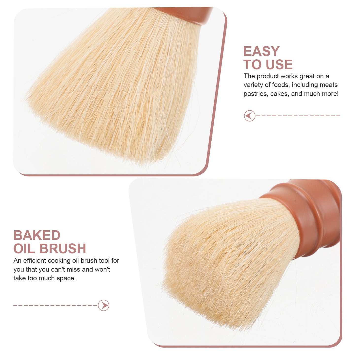 SWETRACE 1Set Round Bristles Basting Brush Baking Basting Brush for Outdoor Use