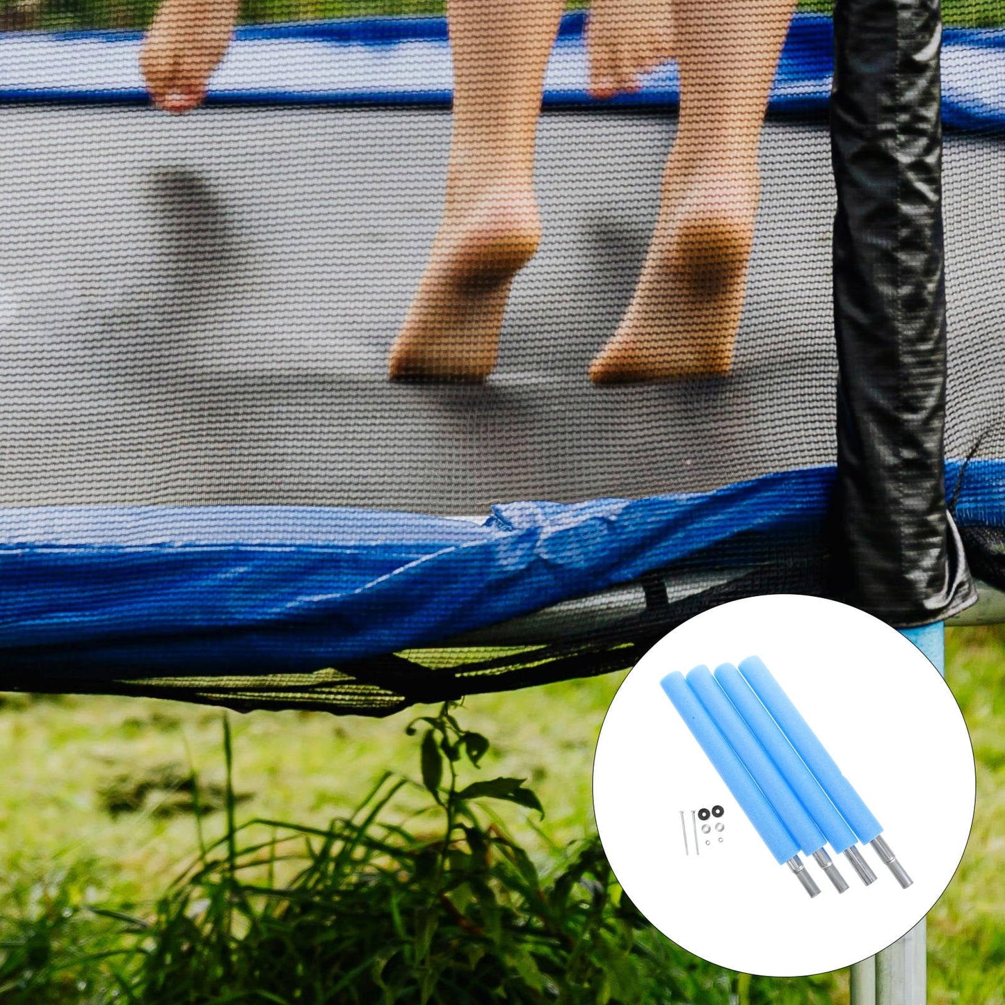 SWETRACE 4 Trampoline Poles Steel Foam Replacement Parts 1Set 19.06X1.57X1.57in