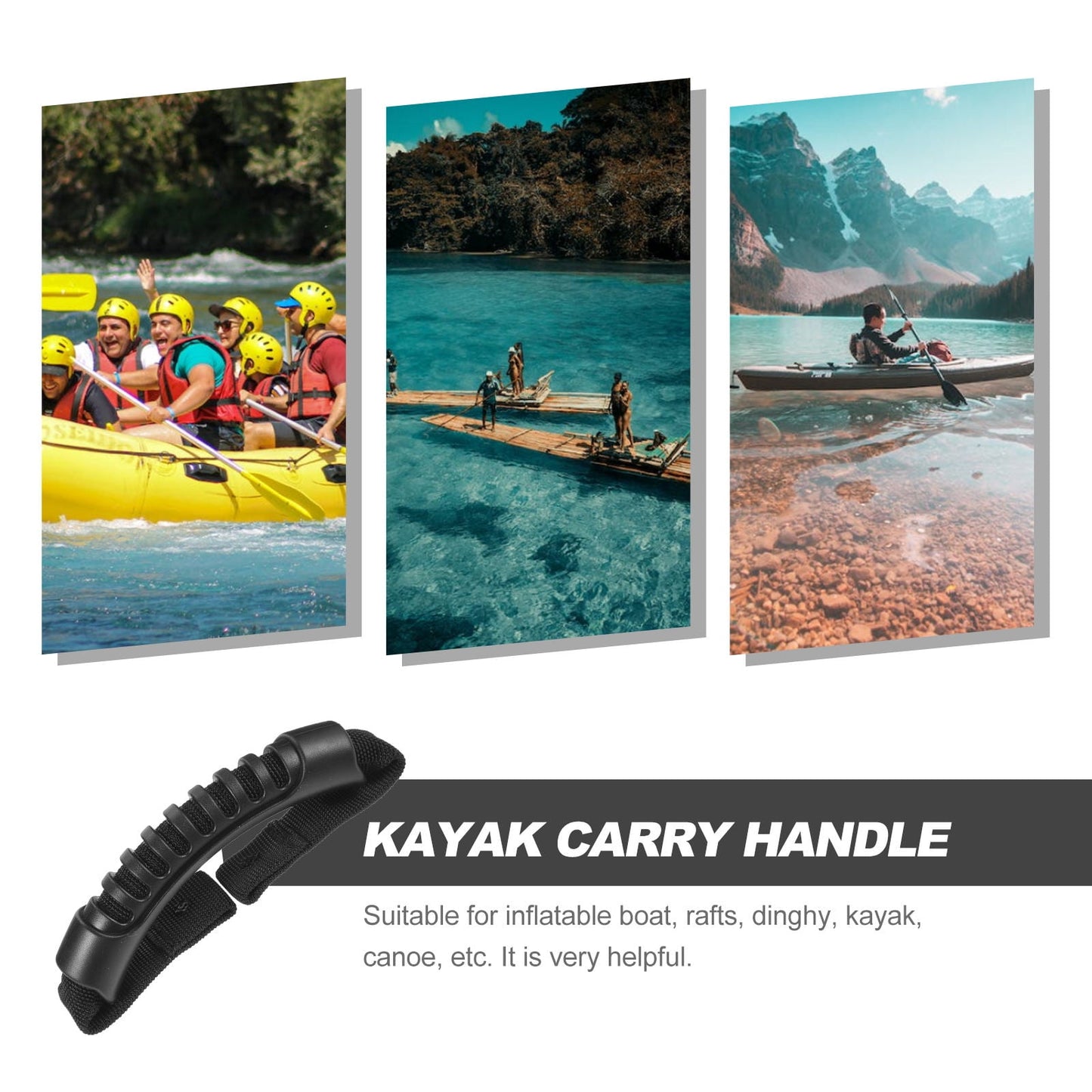 SWETRACE 1Pcs Ergonomic Contour Black Rubber Kayak Handle for Inflatable Boat Outdoor Use