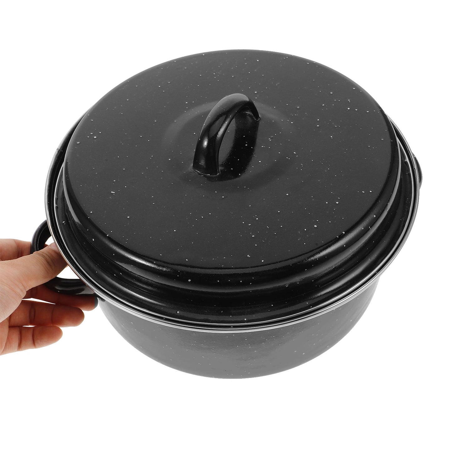 SWETRACE Iron Covered Roaster Pan With Lid Daily Use For Households 10.6X9.4X6.9In