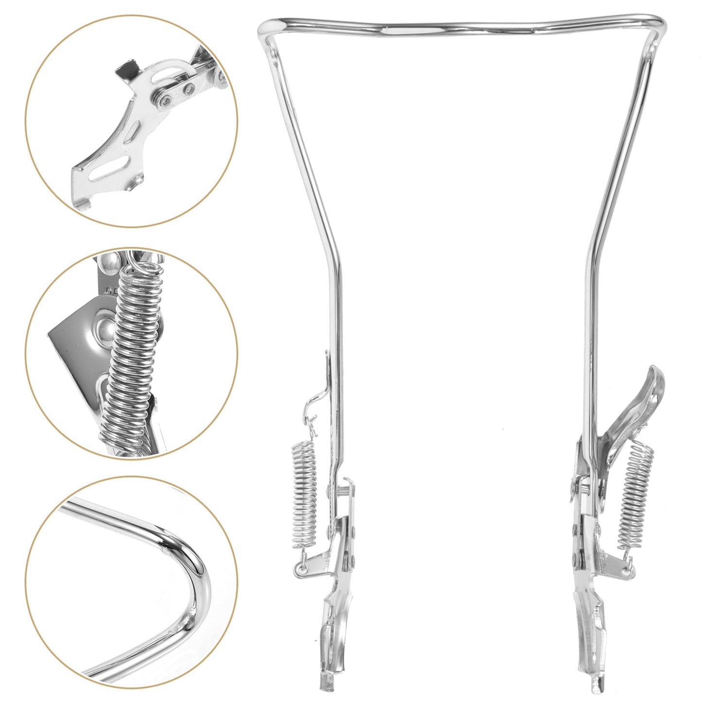 SWETRACE 1Set Steel Silver Double Legged Bike Kickstand for Stable Support Non Slip Feet Quick Adjustment 14.6x10x0.4in