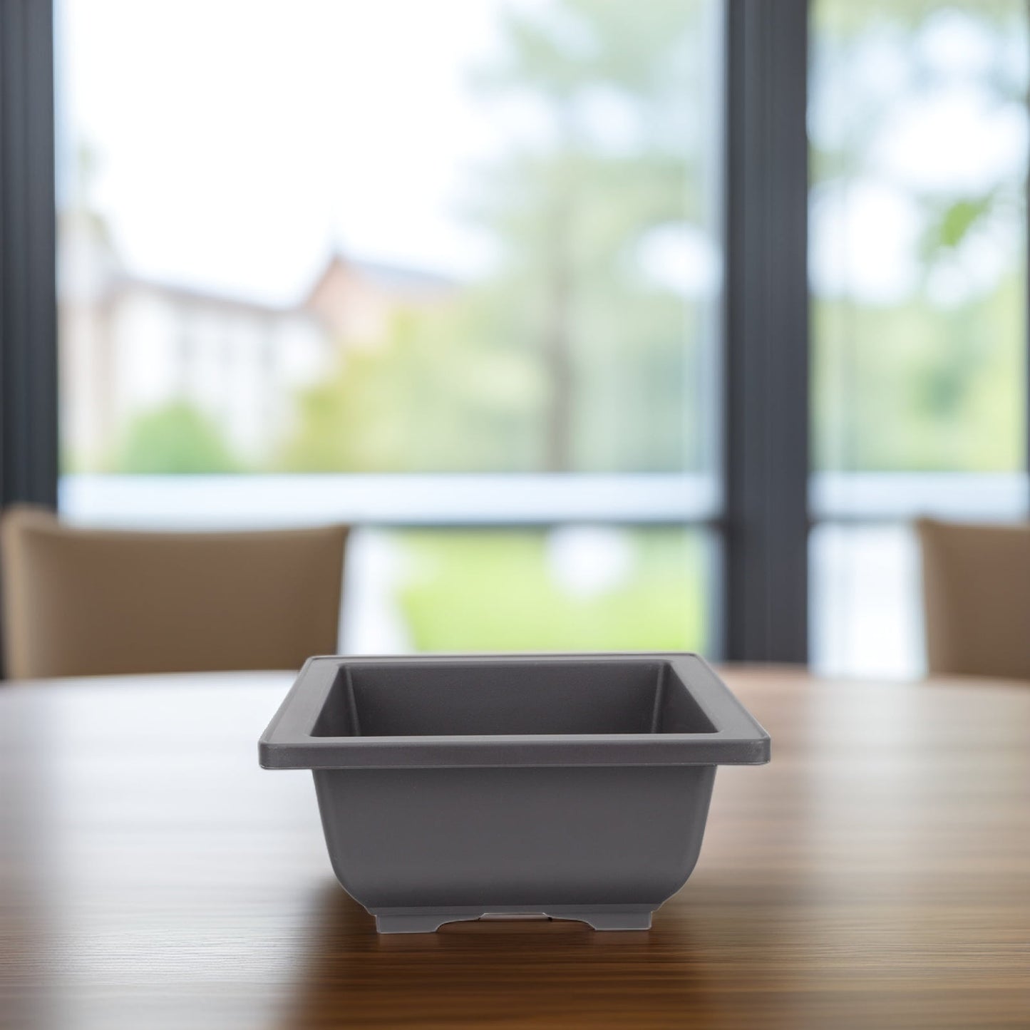 SWETRACE 5Pcs Square Flowerpots for Study Room and Office in Black 17x17cm