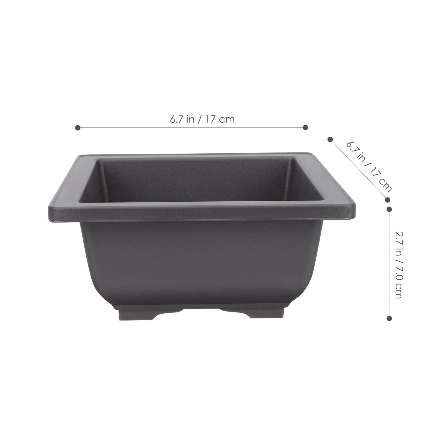 SWETRACE 5Pcs Square Flowerpots for Study Room and Office in Black 17x17cm