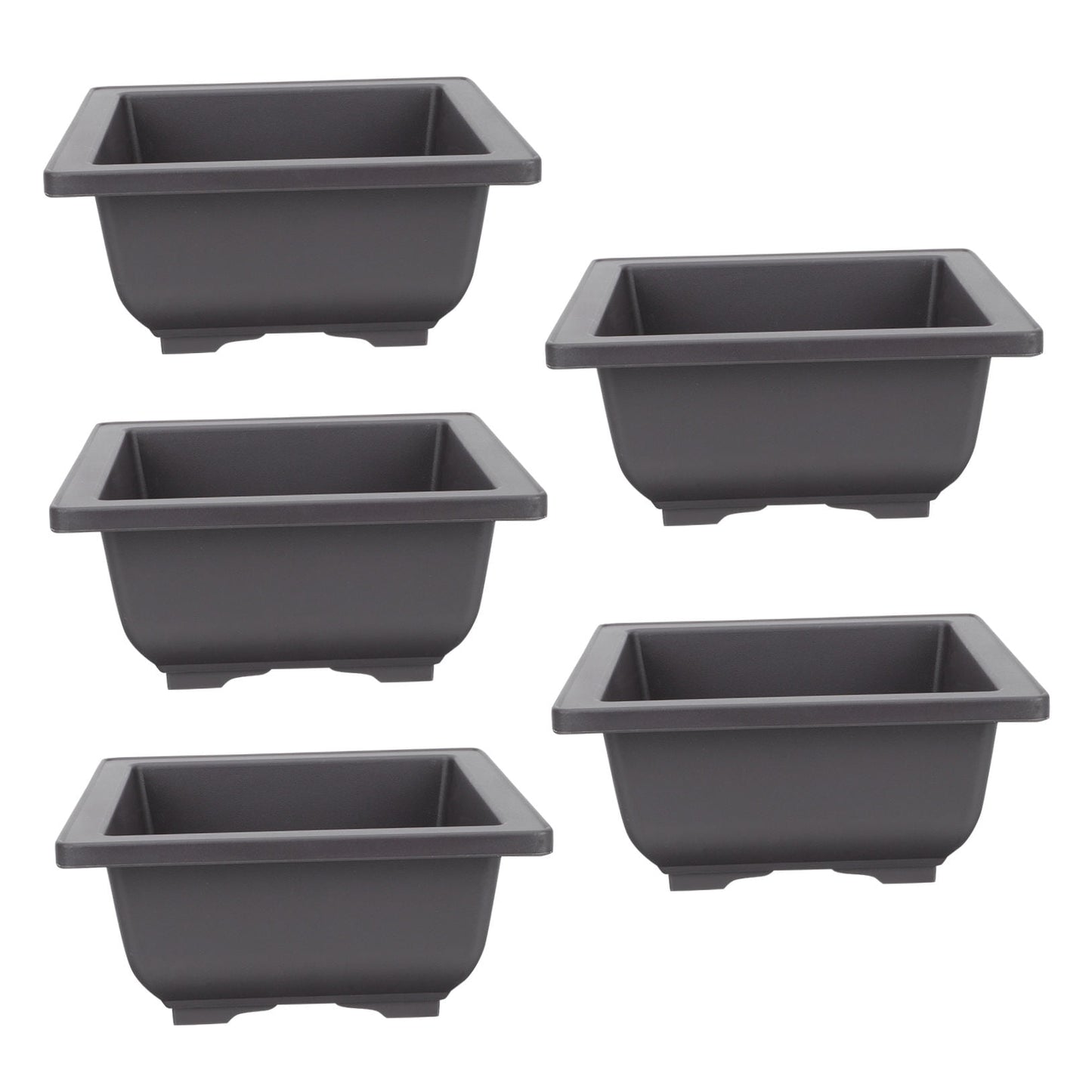 SWETRACE 5Pcs Square Flowerpots for Study Room and Office in Black 17x17cm