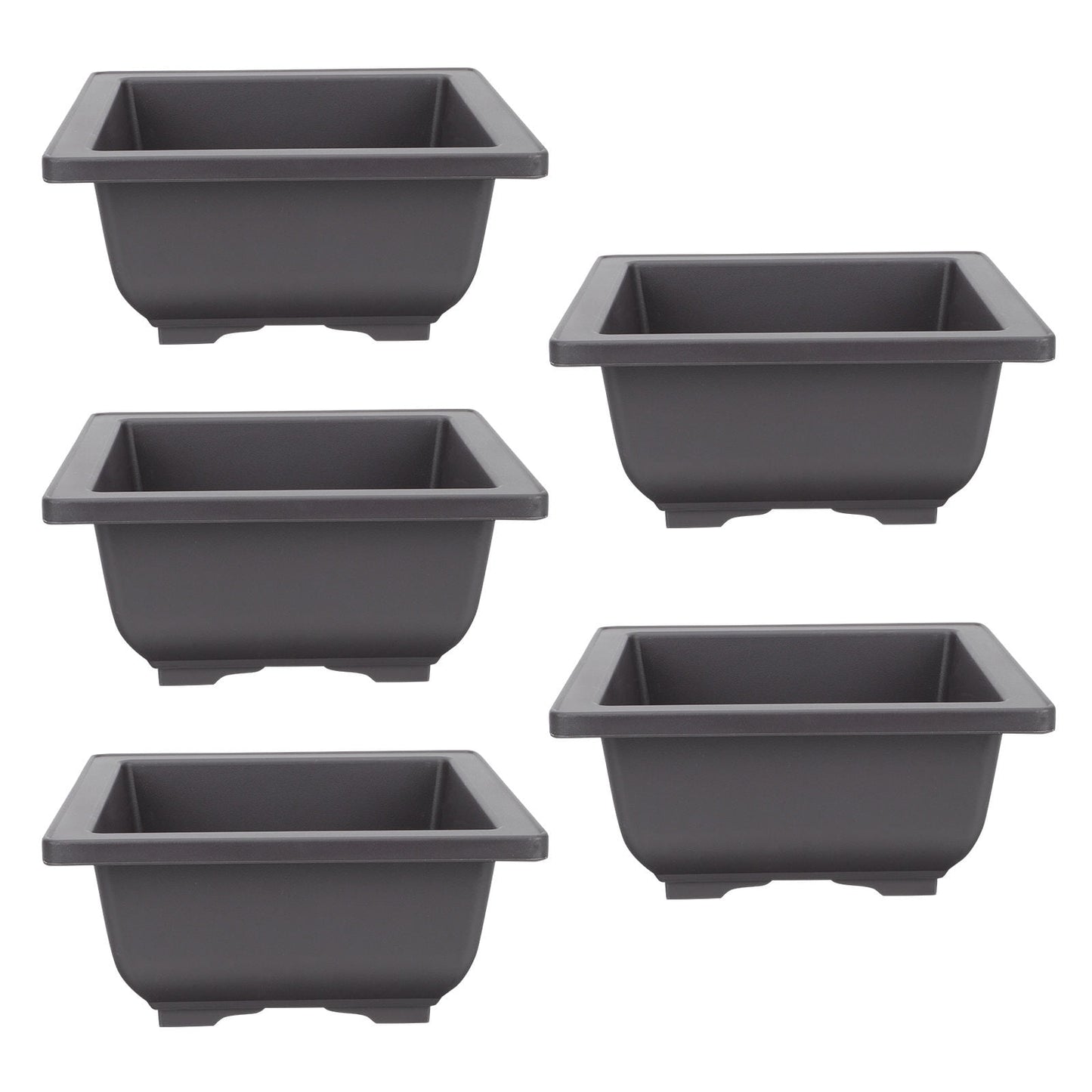 SWETRACE 5Pcs Square Flowerpots for Study Room and Office in Black 17x17cm