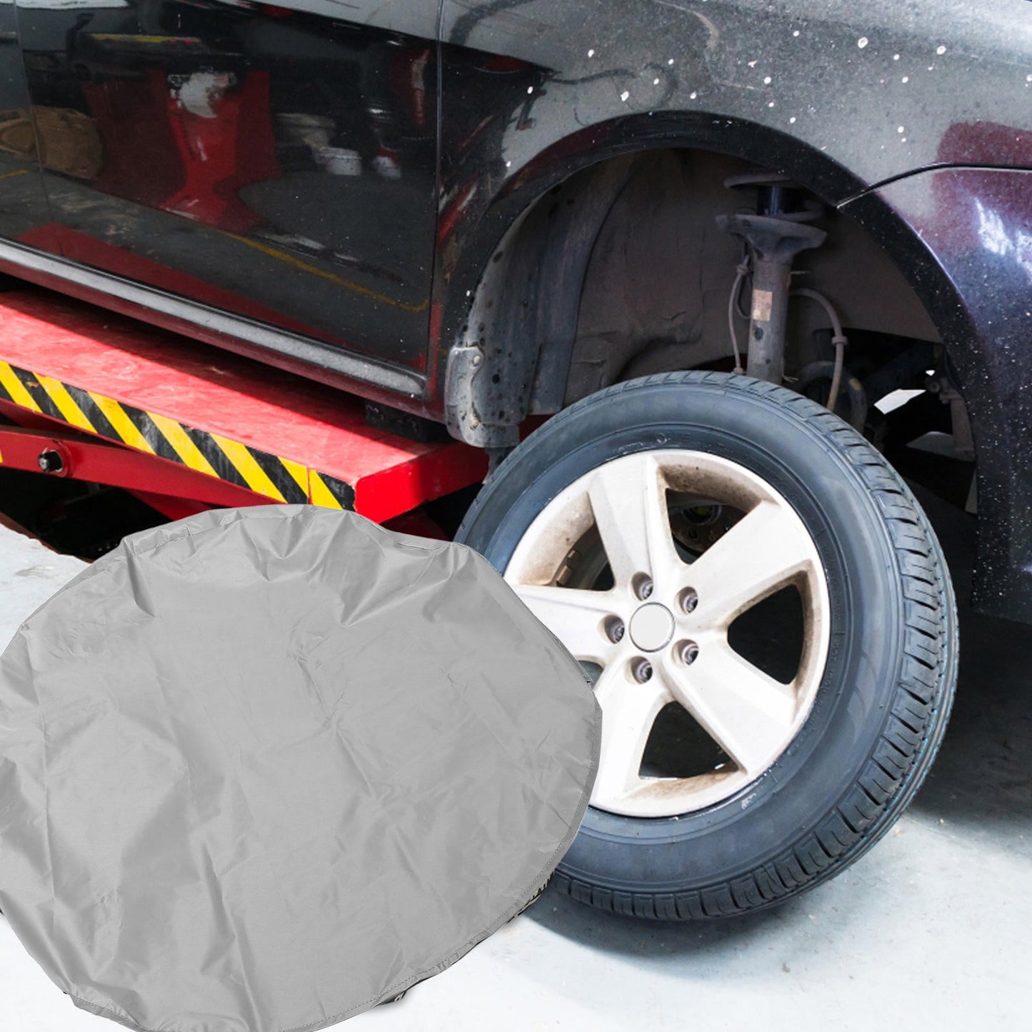 SWETRACE 1Pcs RV Spare Tire Cover in Grey Coated Polyester Prevents Cracking and Extends Lifespan