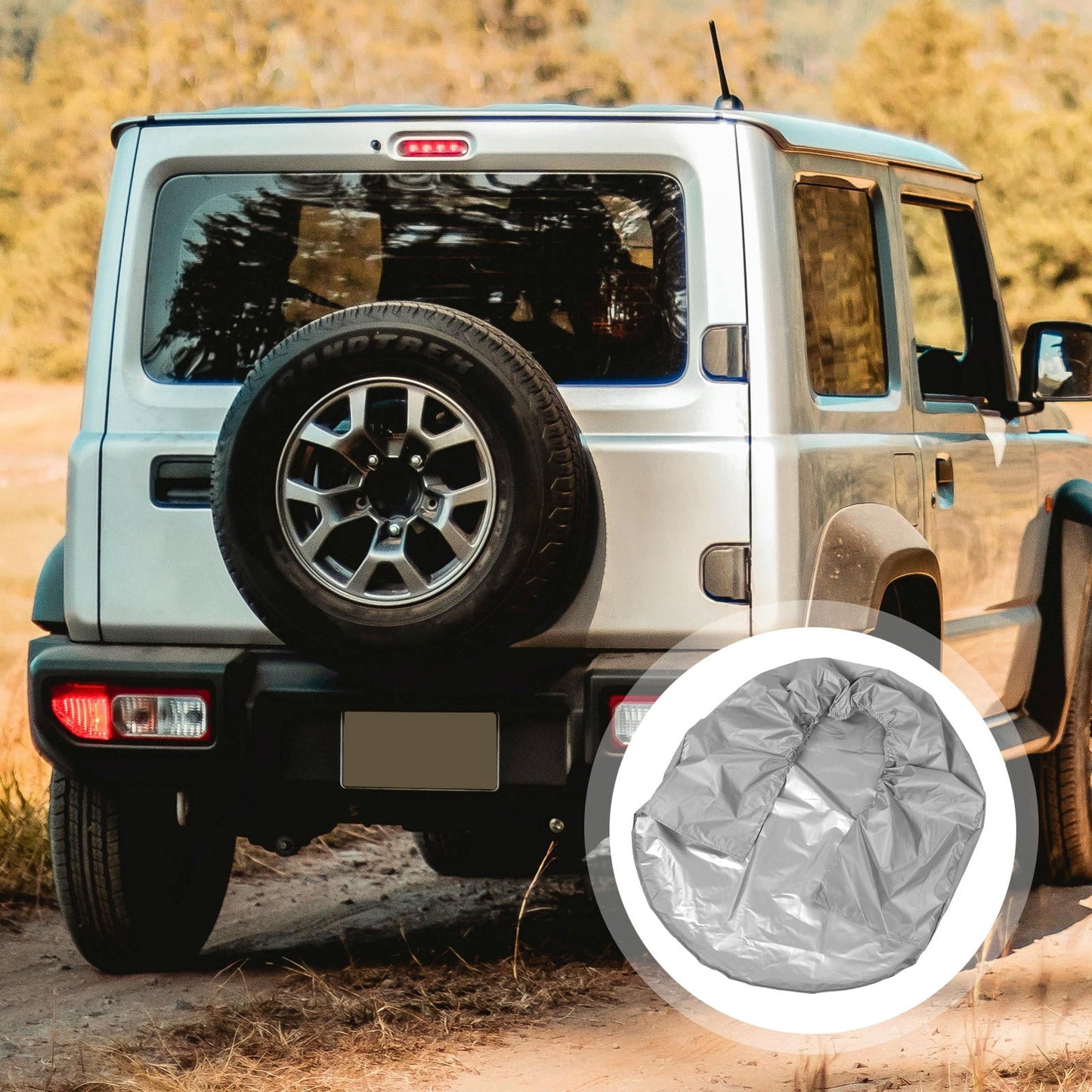 SWETRACE 1Pcs RV Spare Tire Cover in Grey Coated Polyester Prevents Cracking and Extends Lifespan