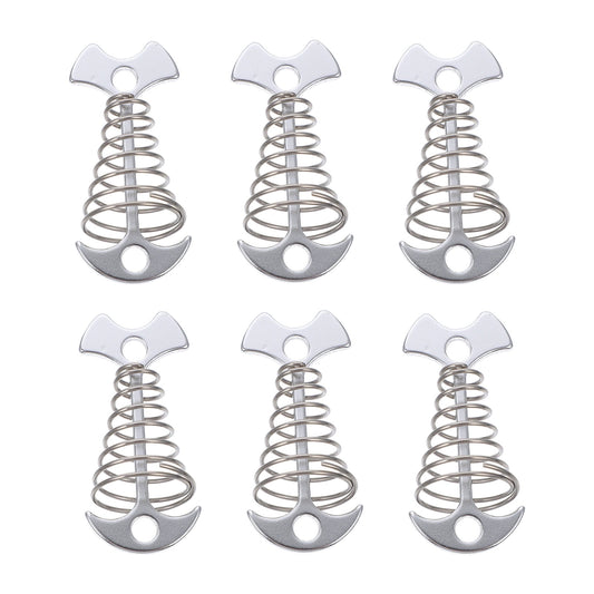 SWETRACE 6Pcs Stainless Steel Fishbone Tent Pegs for Outdoor Camping with Tent Rope Buckle 3.1x1.6x1.2in