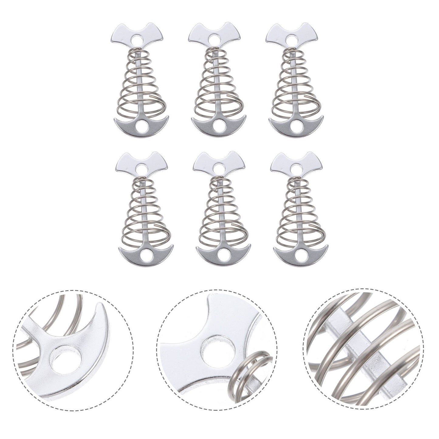 SWETRACE 6Pcs Stainless Steel Fishbone Tent Pegs for Outdoor Camping with Tent Rope Buckle 3.1x1.6x1.2in