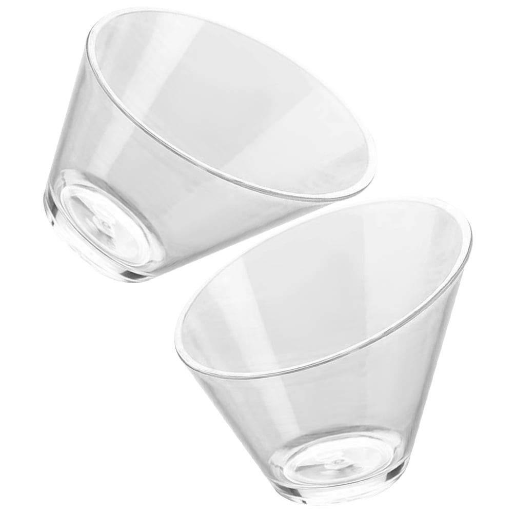 SWETRACE 2Pcs Plastic Dessert Bowls for Food Serving Clear and Portable