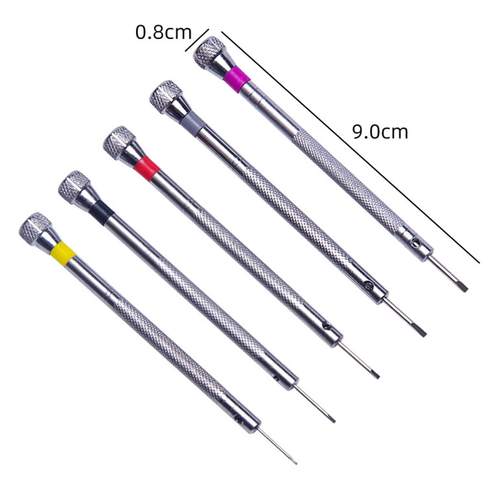 SWETRACE 5Pcs Steel Screwdriver for Watch Repair Eyeglasses Repair Compact Size 9x0.8cm