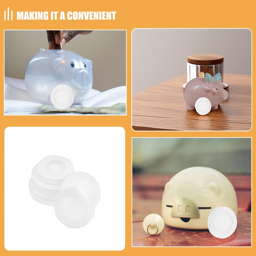 SWETRACE 10pcs White Piggy Bank Stopper Rubber Money Box Plug Saving Box Cover Replacement For Piggy Bank