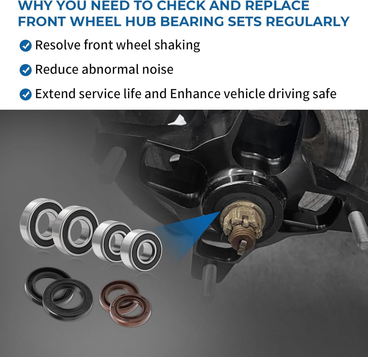 M MATI Front Wheel Hub Bearings Seals for Suzuki QuadSport Z250 LTZ250 LT230S QuadRunner 230 QuadRacer 250 450 500