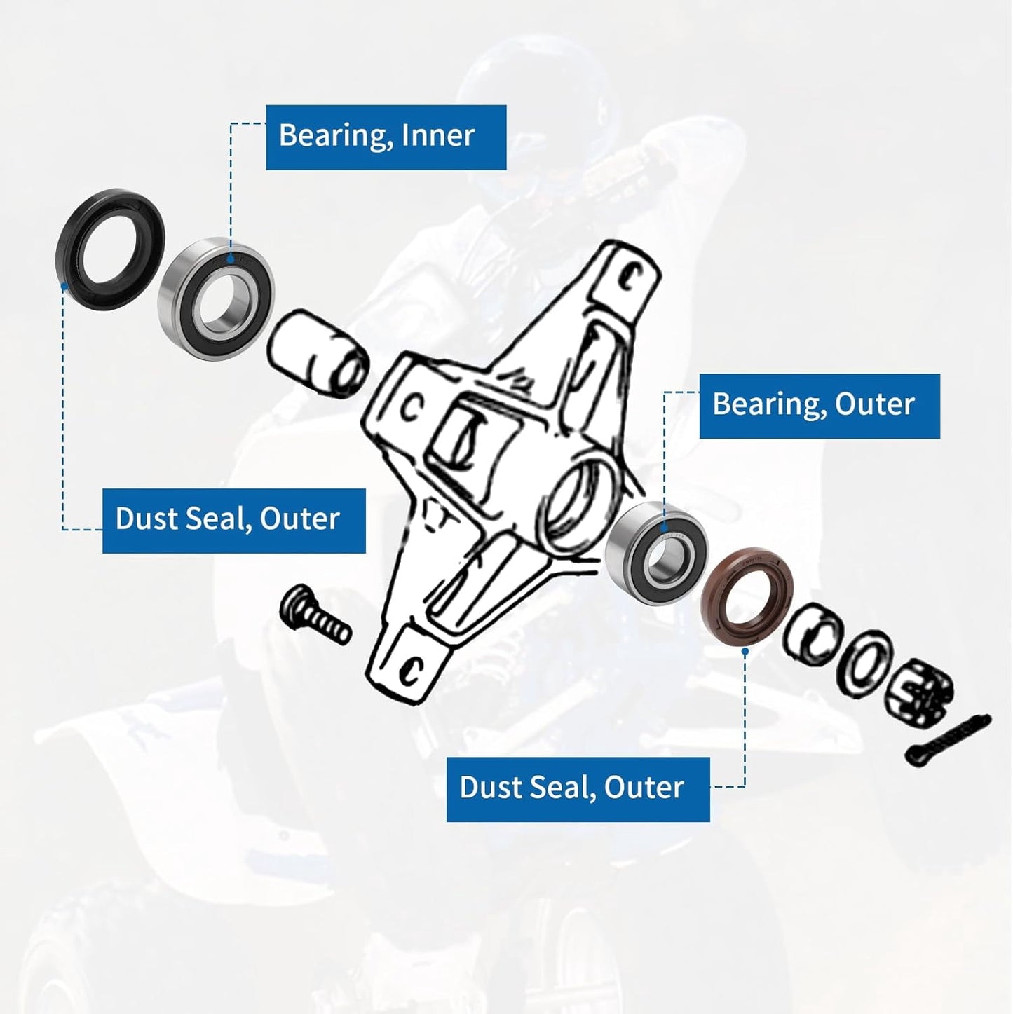 M MATI Front Wheel Hub Bearings Seals for Suzuki QuadSport Z250 LTZ250 LT230S QuadRunner 230 QuadRacer 250 450 500