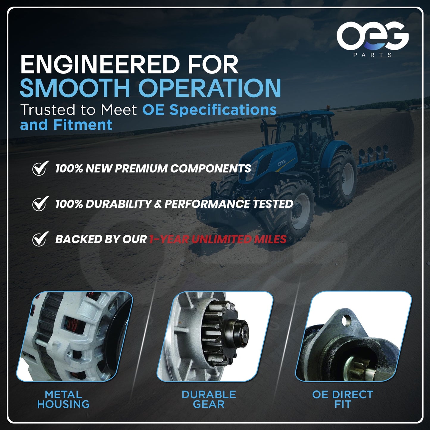 OEG Parts New Starter Replacement For POONG SUNG SWEEPER with Cummins Type A Engine 031013180, 4900574, SND0698, 41052275