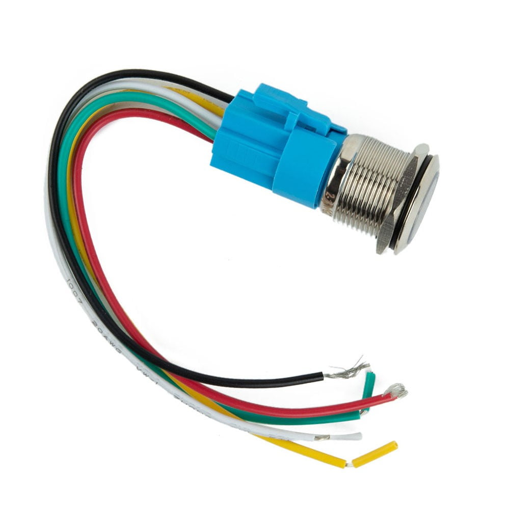 19Mm Latching Push Button Switch 12V Dc On Off Stainless Steel Led Self-Locking Green
